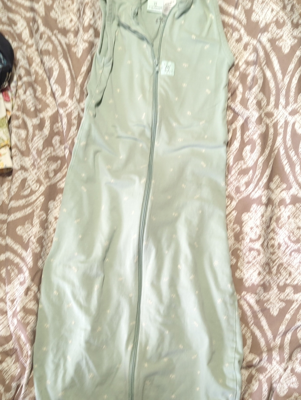 Sage Green Sleeveless Baby Sleep Sack with Subtle Dot Print